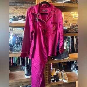 Ralph Lauren Magenta monogrammed vintage large pajamas satin